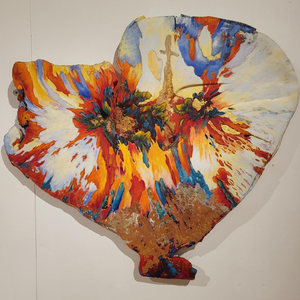 Large painted wood in abstract form