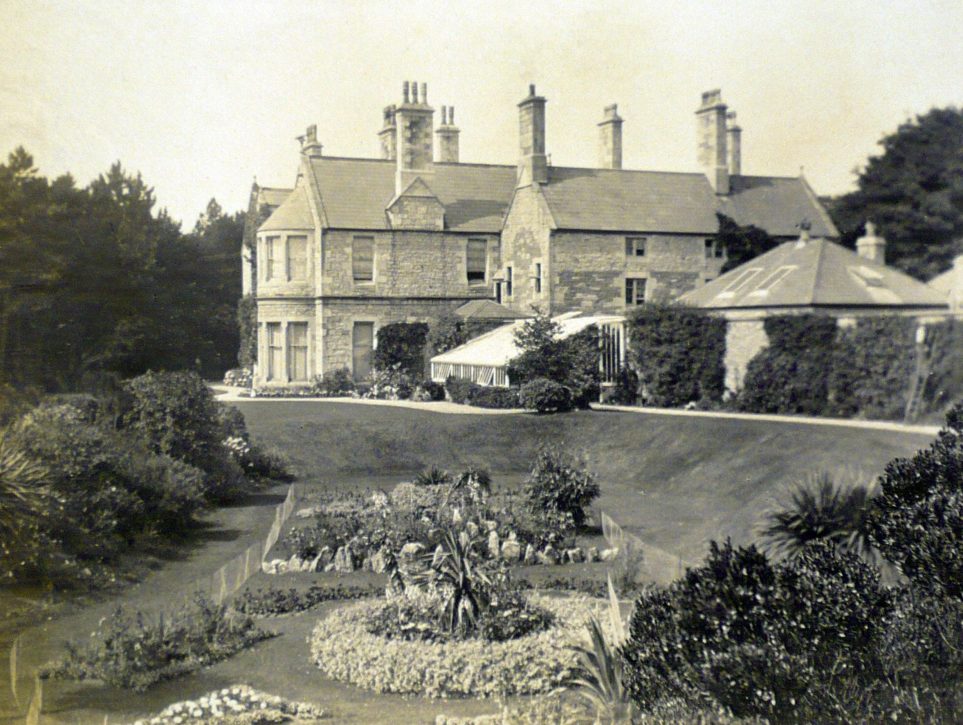 Black and white photograph of the sisters' house